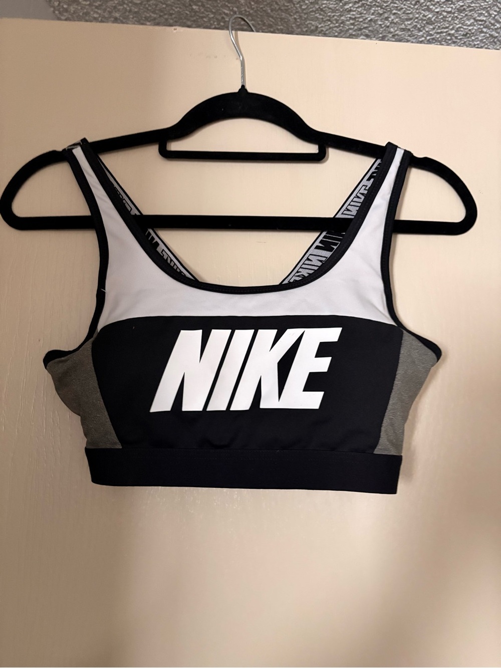 Nike Black, White & Gray Logo Sports Bra